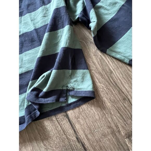 Hollister greens and navy striped polo shirt cropped fit Women’s Medium - Picture 6 of 7